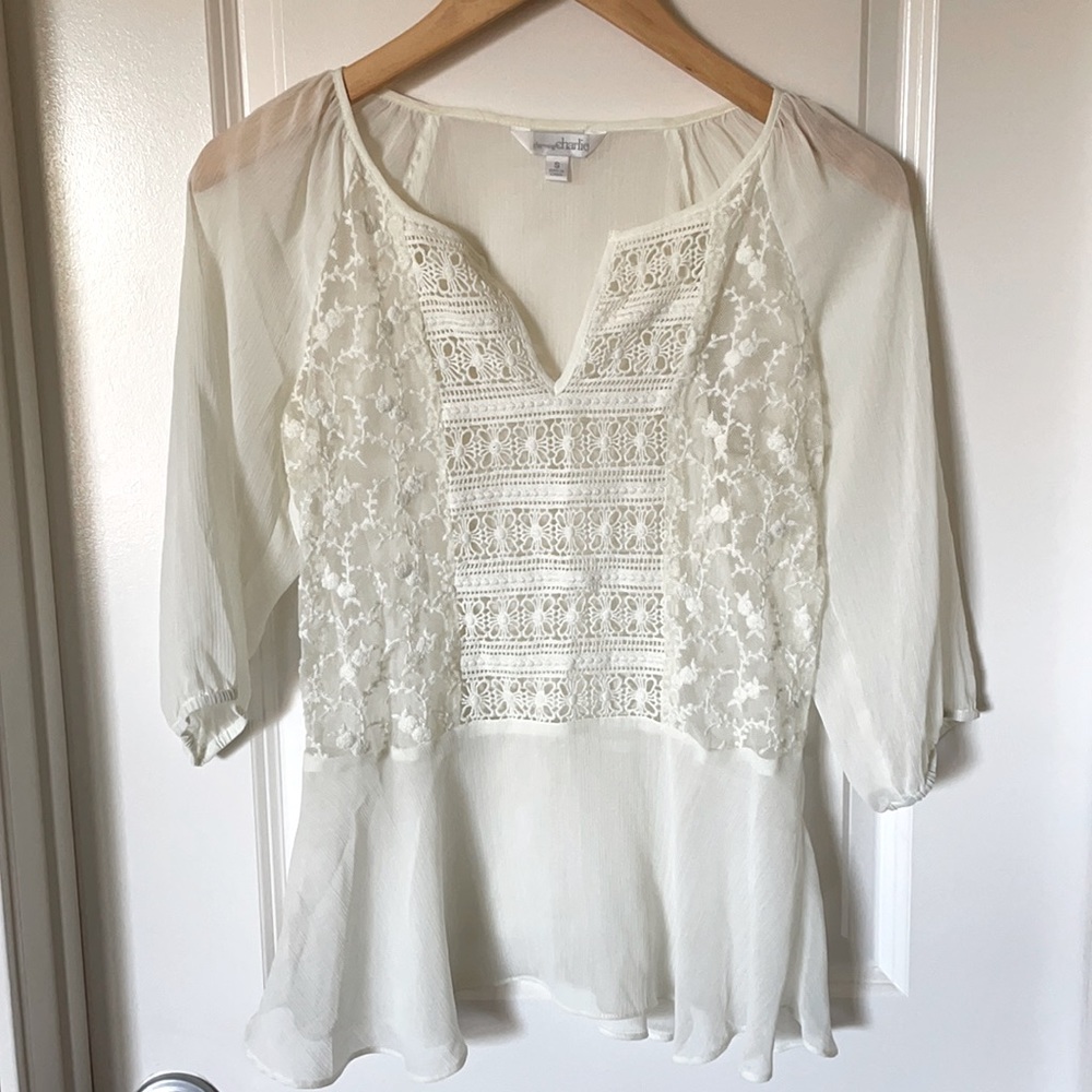 Sheer peplum top size small